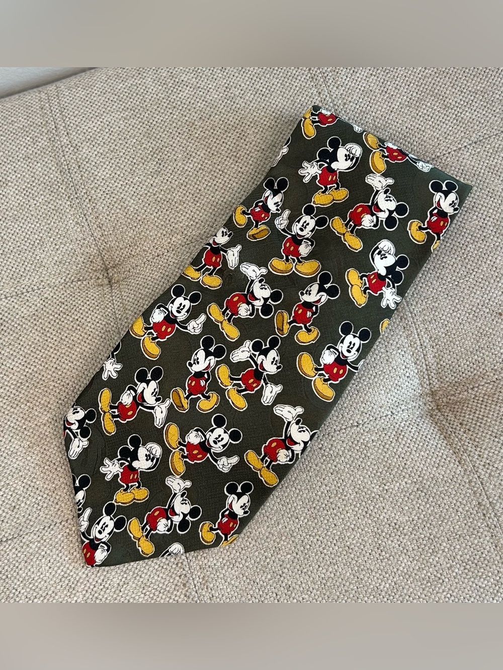 Disney Tie Necktie 56”X3.75” Silk Mickey Mouse Monogram Made In USA Vintage